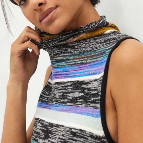 Anthropologie Space Dyed Knit Pant Loungewear Set- Tank & Wide Leg Pants - Picture 4 of 9